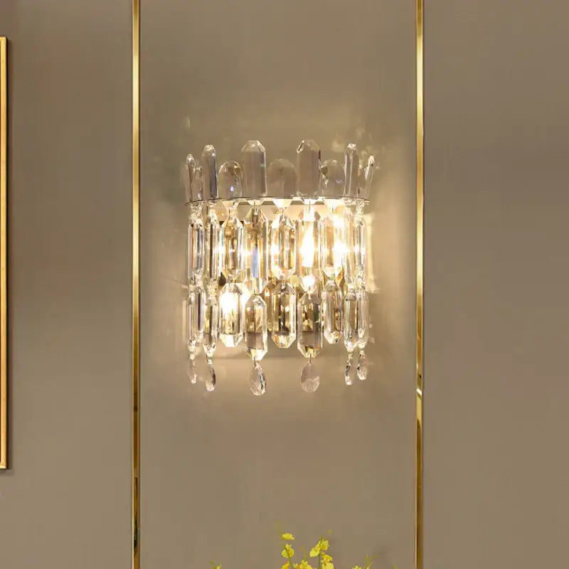 Luxury crystal wall lamp bedroom chandelier sconce with glass prisms