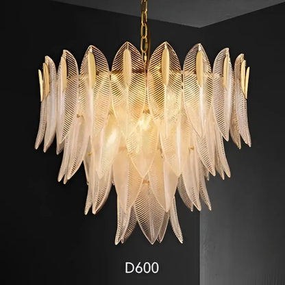 Luxury glass leaf gold chandelier living room pendant light