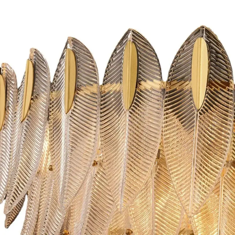 Luxury glass leaf gold chandelier living room pendant light