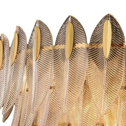 Luxury glass leaf gold chandelier living room pendant light