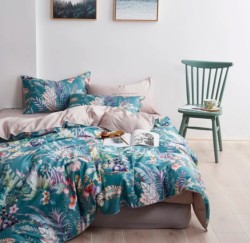 DecorBites™ Luxury Egyptian Cotton Bedding Set - Flamingo Leaf