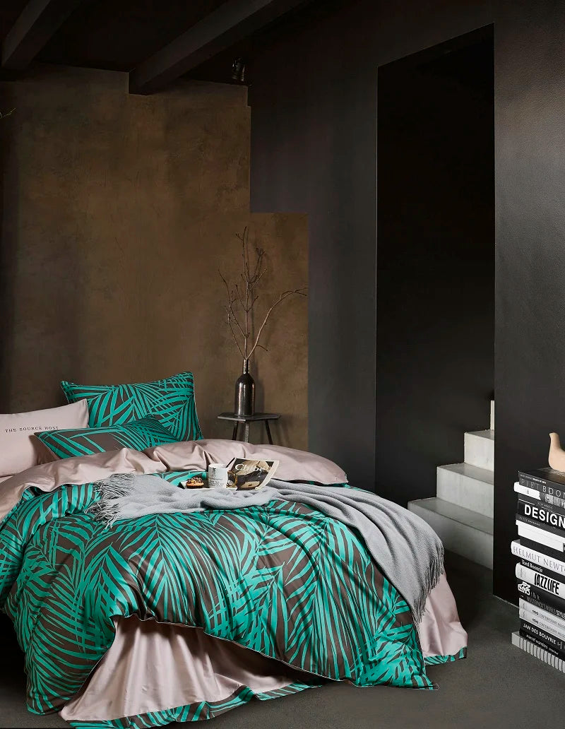 DecorBites™ Luxury Egyptian Cotton Bedding Set - Flamingo Leaf