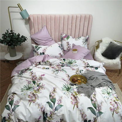 DecorBites™ Luxury Egyptian Cotton Bedding Set - Flamingo Leaf