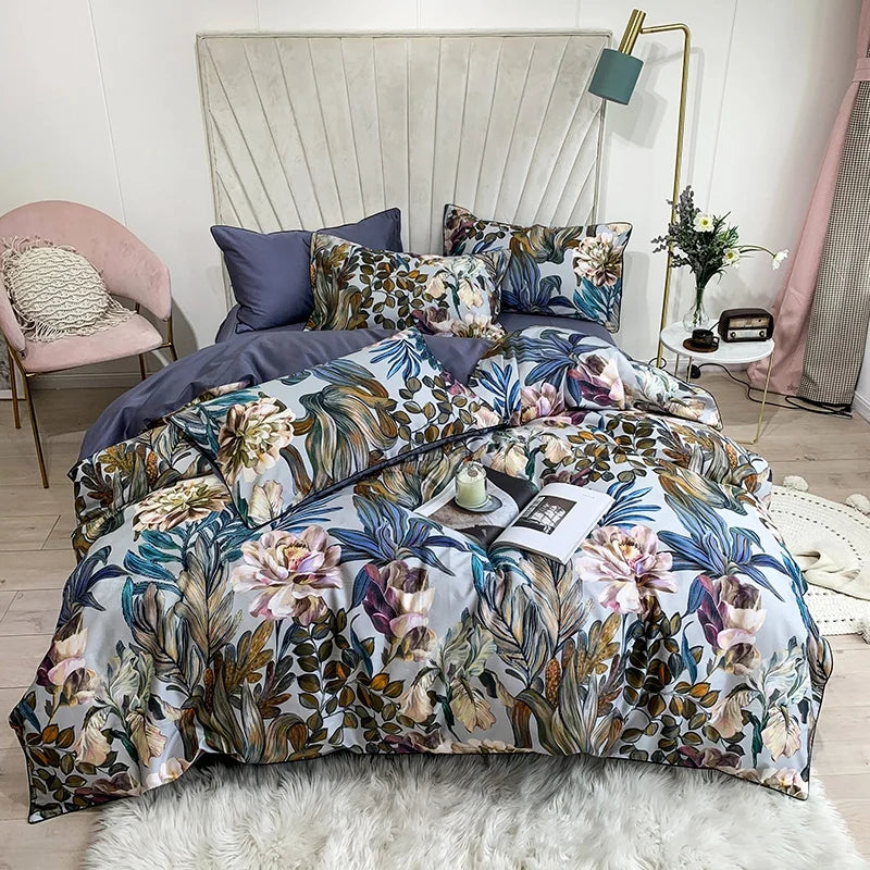 DecorBites™ Luxury Egyptian Cotton Bedding Set - Flamingo Leaf