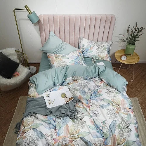 DecorBites™ Luxury Egyptian Cotton Bedding Set - Flamingo Leaf