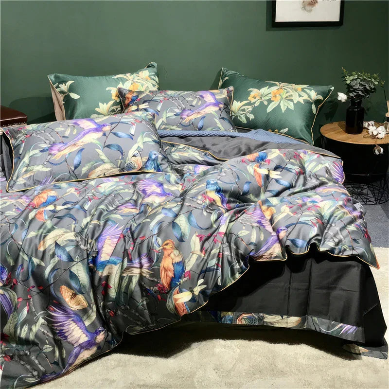 DecorBites™ Luxury Egyptian Cotton Bedding Set - Flamingo Leaf