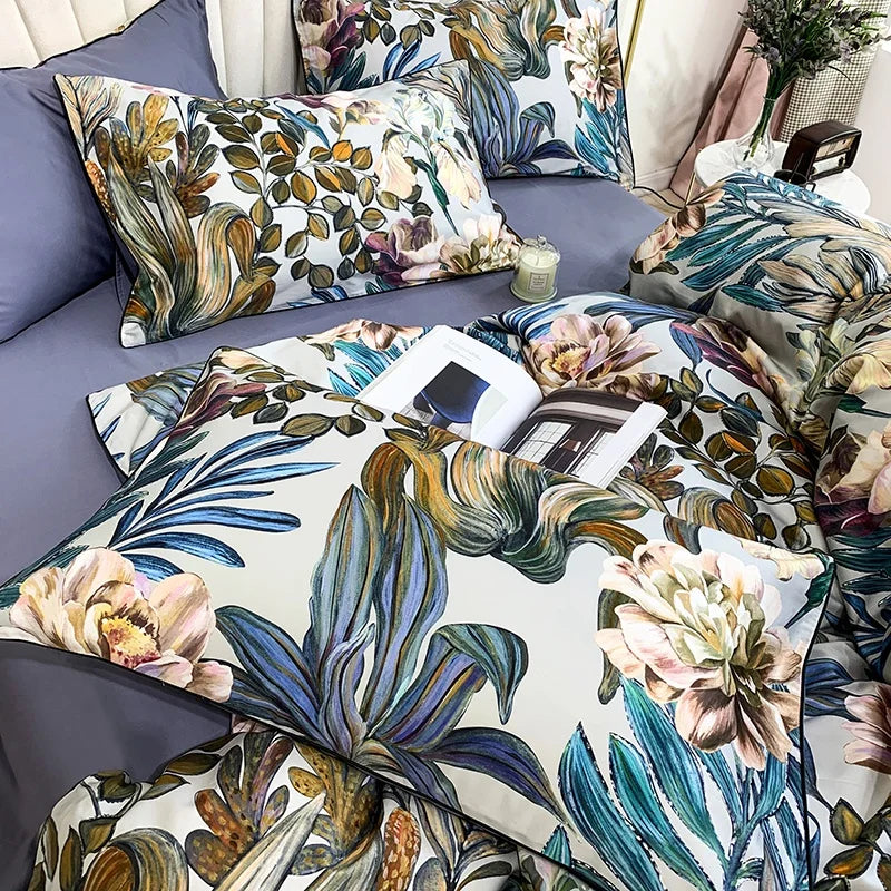 DecorBites™ Luxury Egyptian Cotton Bedding Set - Flamingo Leaf