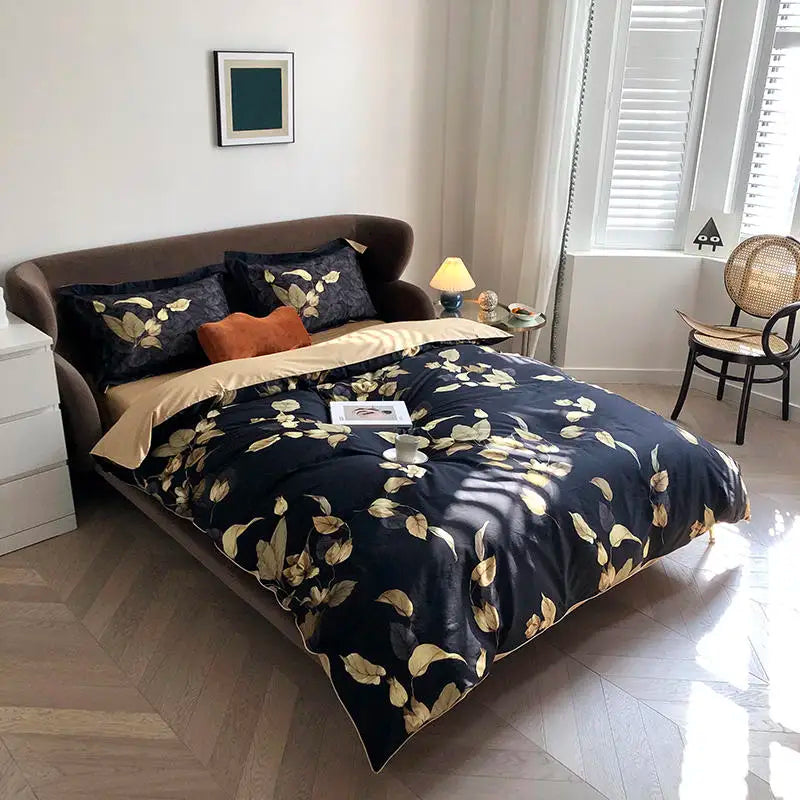DecorBites™ Luxury Egyptian Cotton Bedding Set - Flamingo Leaf