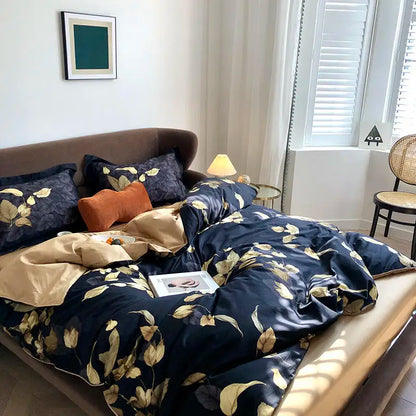 DecorBites™ Luxury Egyptian Cotton Bedding Set - Flamingo Leaf