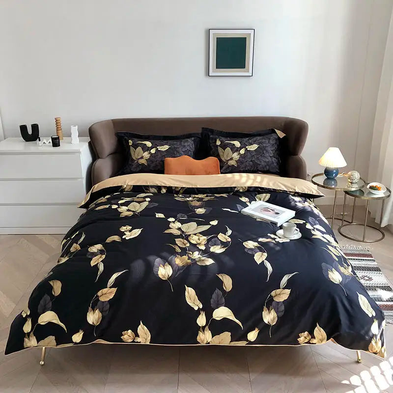 DecorBites™ Luxury Egyptian Cotton Bedding Set - Flamingo Leaf