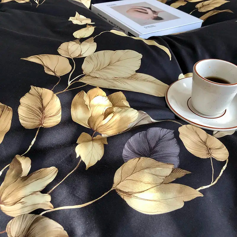 DecorBites™ Luxury Egyptian Cotton Bedding Set - Flamingo Leaf