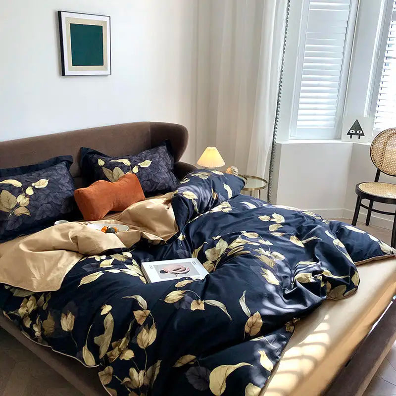 DecorBites™ Luxury Egyptian Cotton Bedding Set - Flamingo Leaf