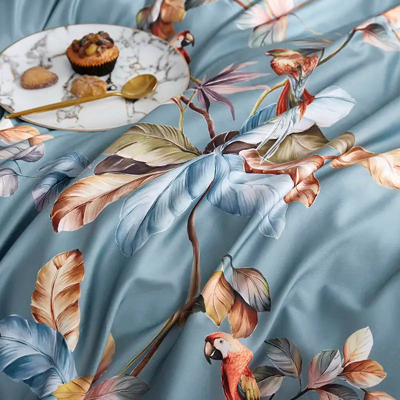 DecorBites™ Luxury Egyptian Cotton Bedding Set - Flamingo Leaf