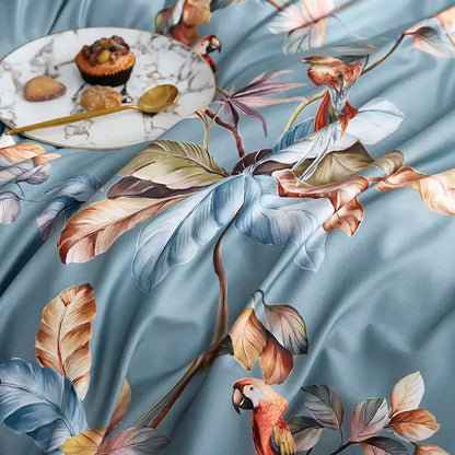 DecorBites™ Luxury Egyptian Cotton Bedding Set - Flamingo Leaf Pattern