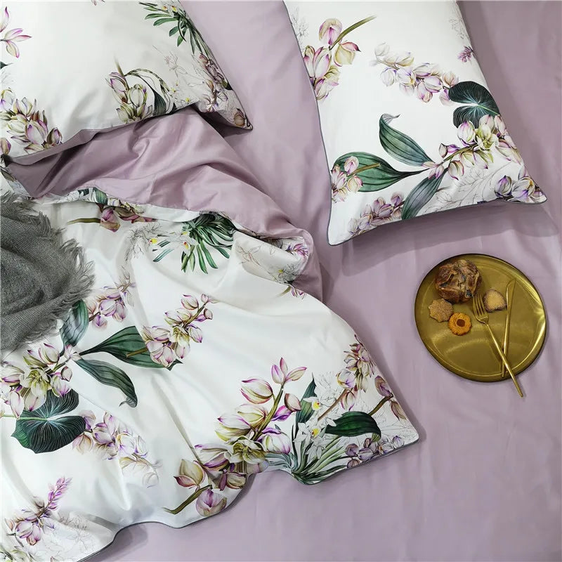 DecorBites™ Luxury Egyptian Cotton Bedding Set - Flamingo Leaf Pattern