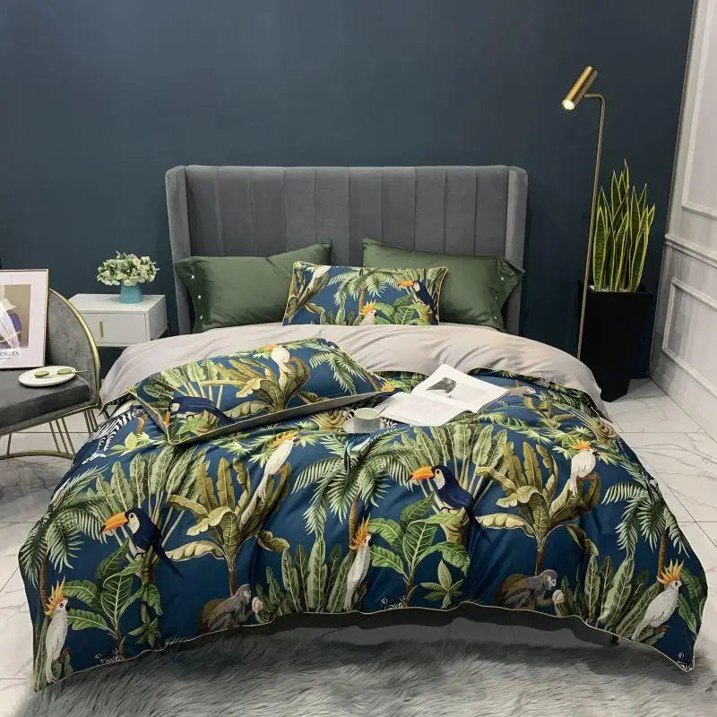 DecorBites™ Luxury Egyptian Cotton Bedding Set - Flamingo Leaf Pattern