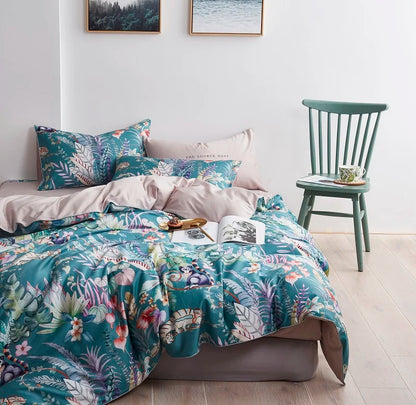 DecorBites™ Luxury Egyptian Cotton Bedding Set - Flamingo Leaf Pattern