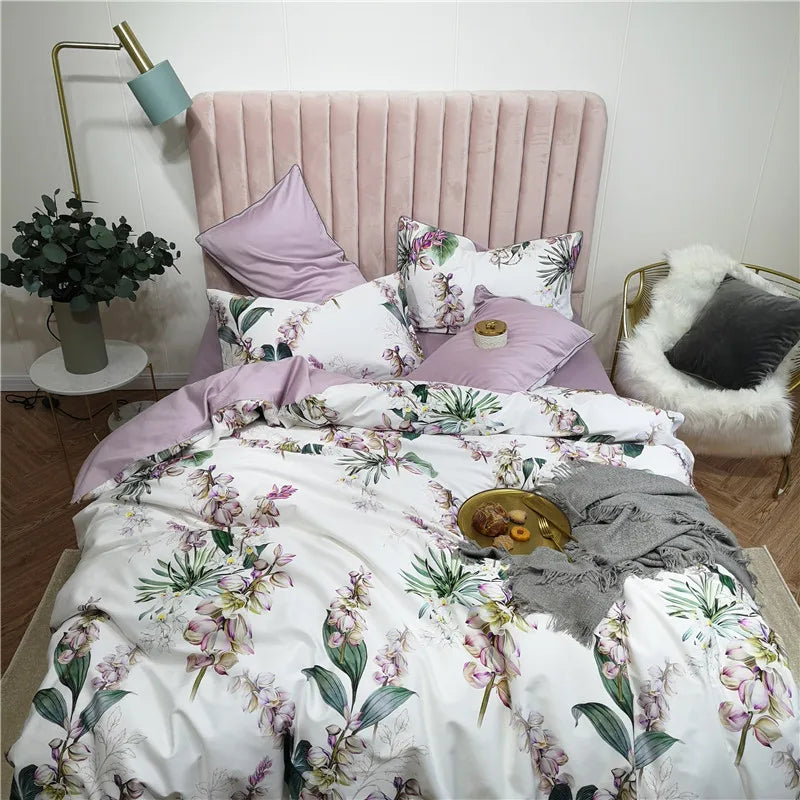 DecorBites™ Luxury Egyptian Cotton Bedding Set - Flamingo Leaf Pattern