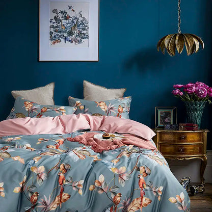 DecorBites™ Luxury Egyptian Cotton Bedding Set - Flamingo Leaf Pattern
