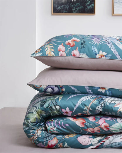 DecorBites™ Luxury Egyptian Cotton Bedding Set - Flamingo Leaf Pattern