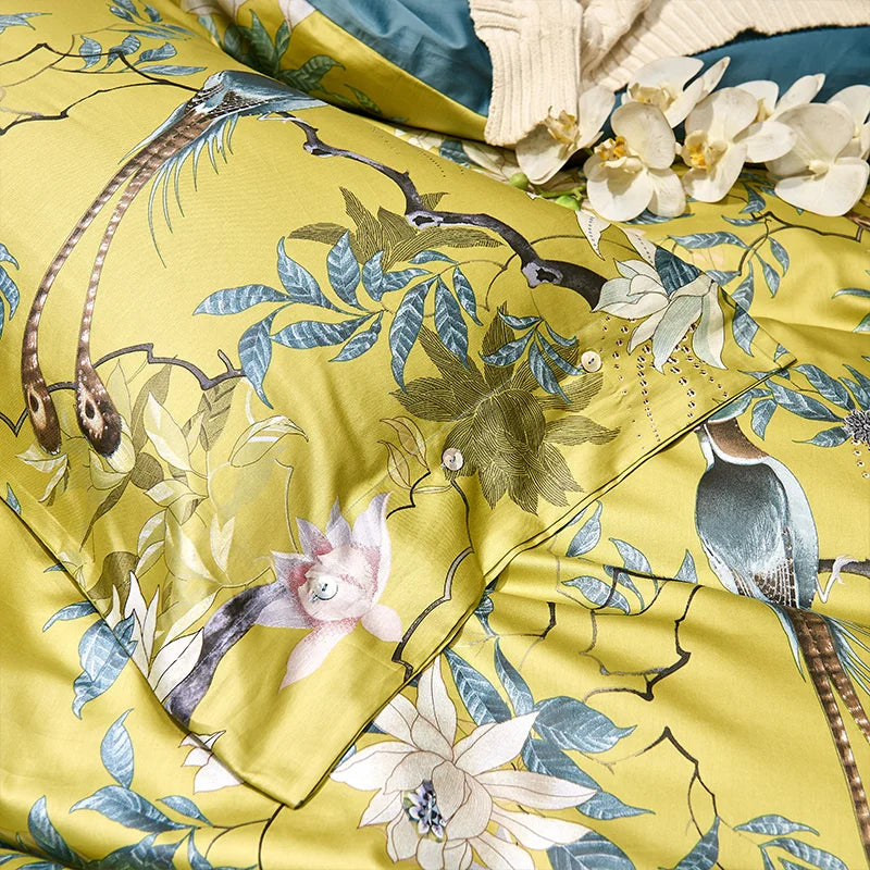 DecorBites™ Luxury Egyptian Cotton Bedding Set - Flamingo Leaf Pattern