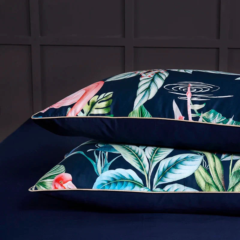 DecorBites™ Luxury Egyptian Cotton Bedding Set - Flamingo Leaf Theme