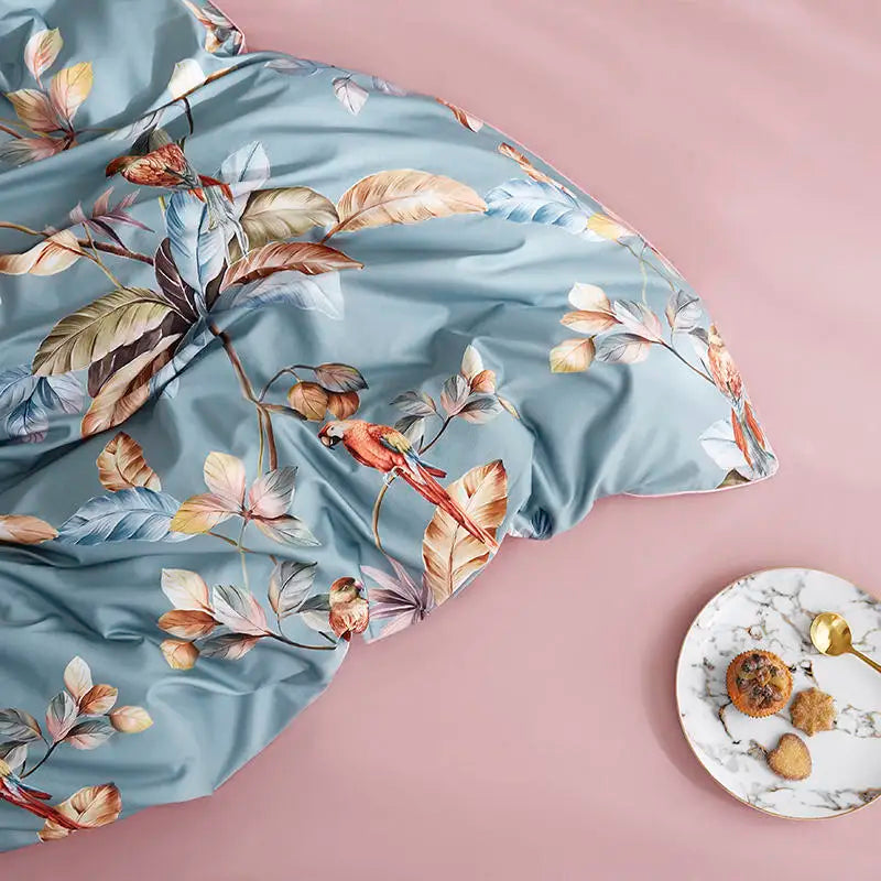 DecorBites™ Luxury Egyptian Cotton Bedding Set - Flamingo Leaf Theme