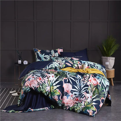 DecorBites™ Luxury Egyptian Cotton Bedding Set with Flamingo Leaf Pattern
