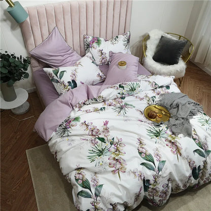 DecorBites™ Luxury Egyptian Cotton Bedding Set with Flamingo Leaf Pattern