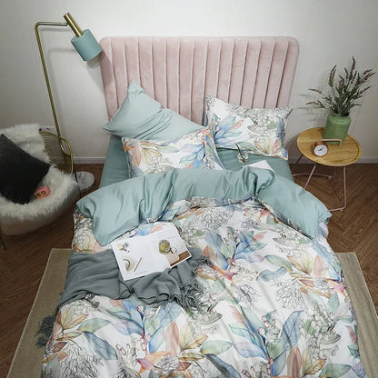DecorBites™ Luxury Egyptian Cotton Bedding Set with Flamingo Leaf Pattern