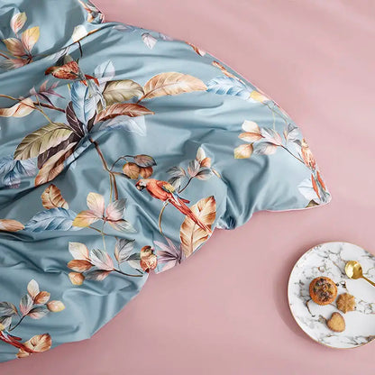 DecorBites™ Luxury Egyptian Cotton Bedding Set with Flamingo Leaf Pattern