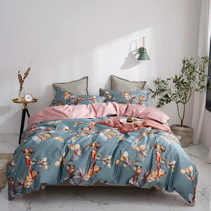 DecorBites™ Luxury Egyptian Cotton Flamingo Leaf Bedding Set
