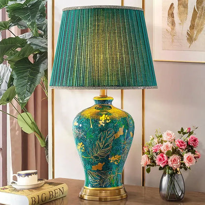 Luxury emerald queen green ceramic table lamp for bedroom lighting