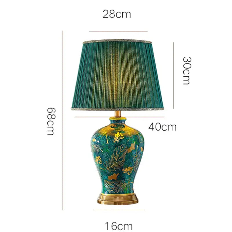 Luxury emerald queen green ceramic table lamp for bedroom lighting