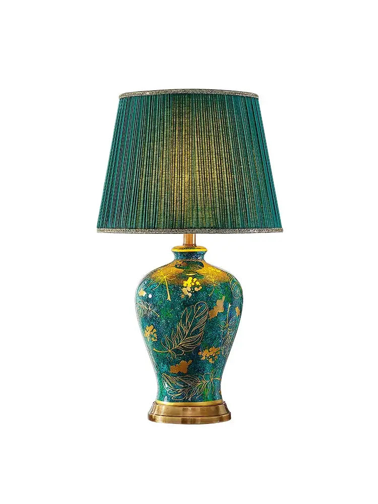 Luxury emerald queen green ceramic table lamp for bedroom lighting