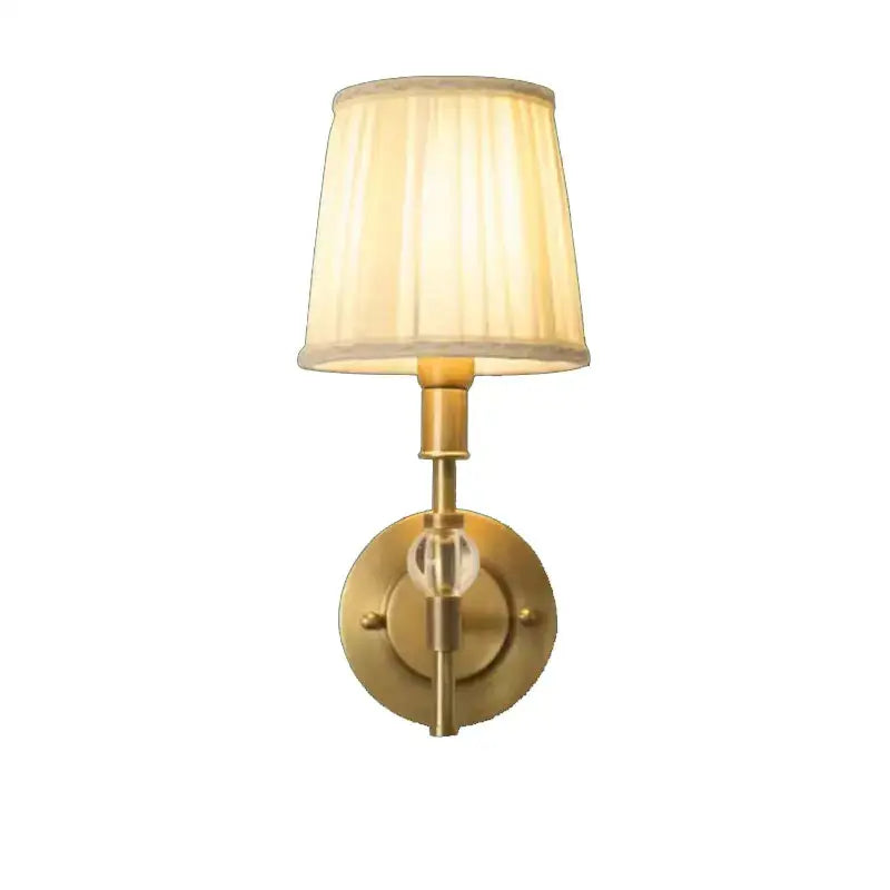 Luxury european brass copper wall lamp bedroom crystal sconce