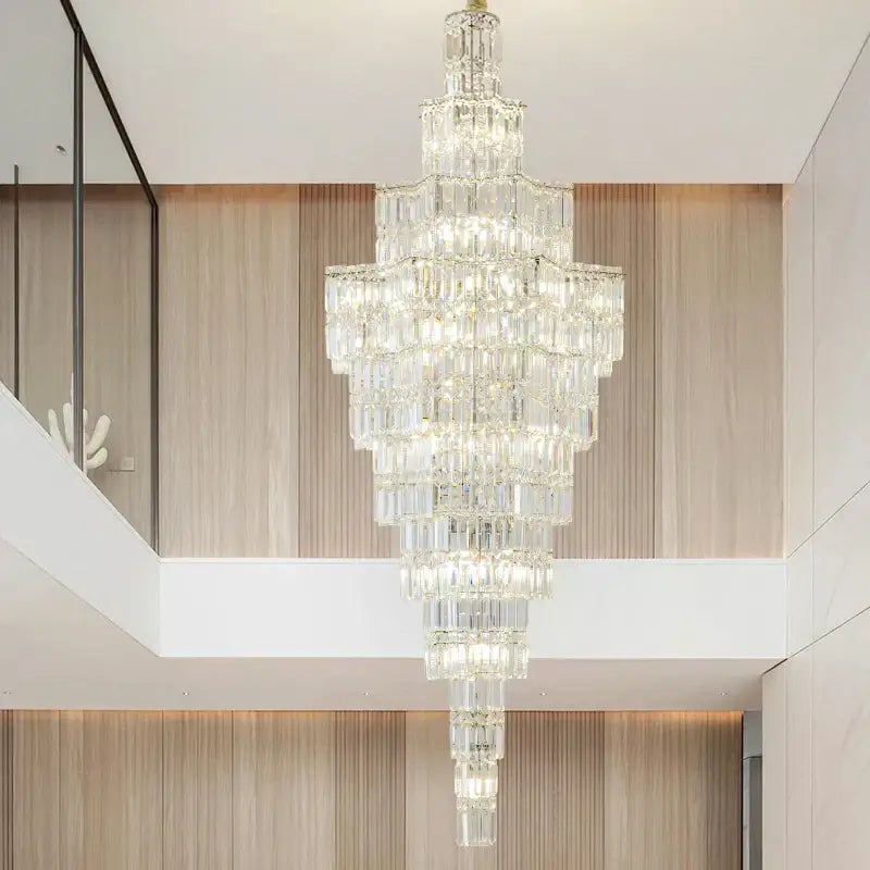 Luxury european crystal staircase chandelier for villa living room