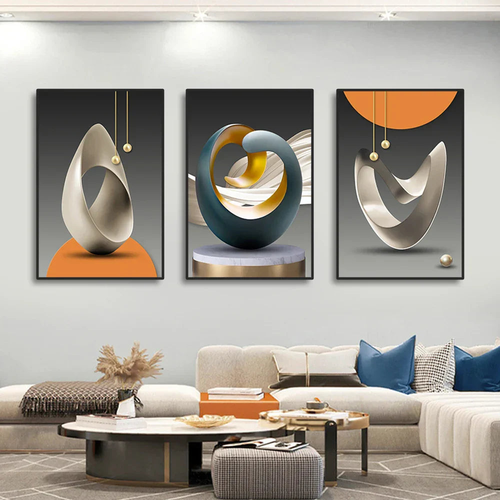 DecorBites™ Luxury Geometric Canvas Prints Set