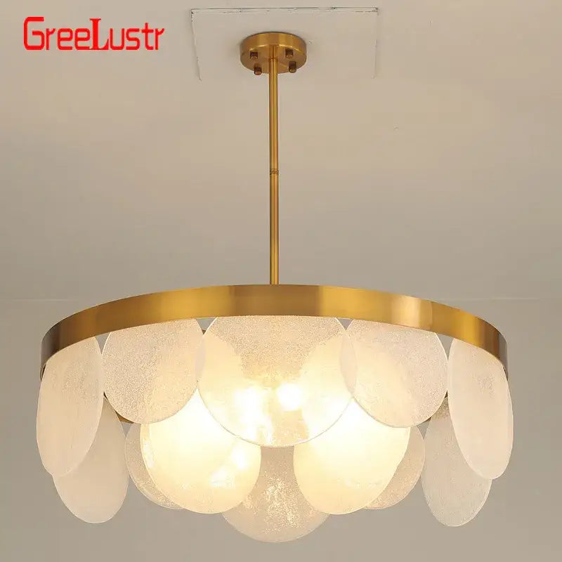 Luxury glass copper led pendant light for dining room