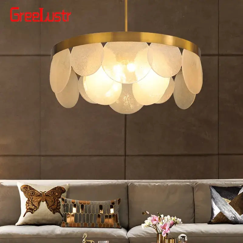 Luxury glass copper led pendant light for dining room