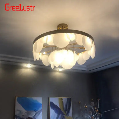 Luxury glass copper led pendant light for dining room