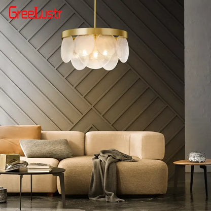 Luxury glass copper led pendant light for dining room