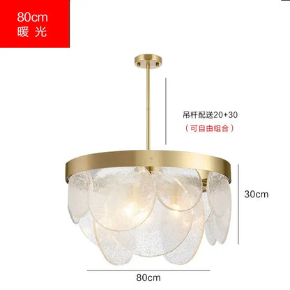 Luxury glass copper led pendant light for dining room