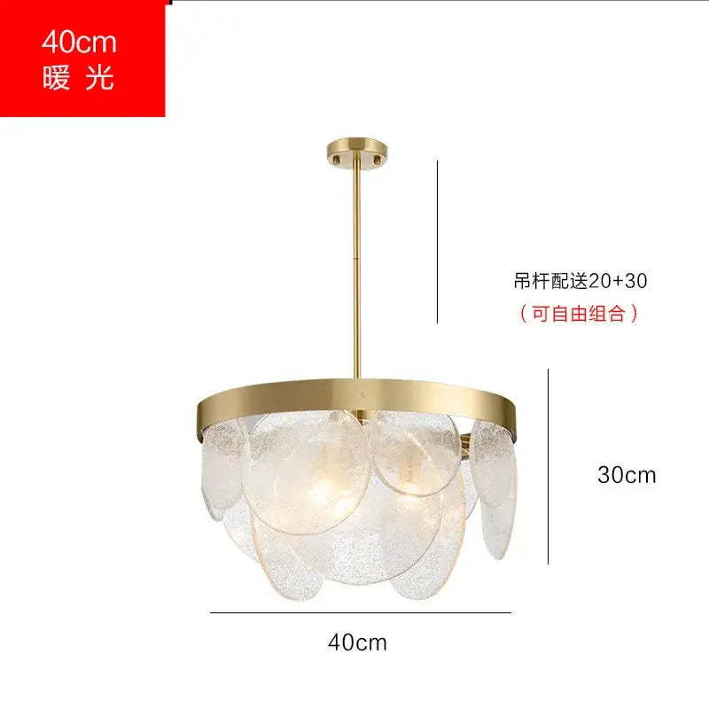 Luxury glass copper led pendant light for dining room