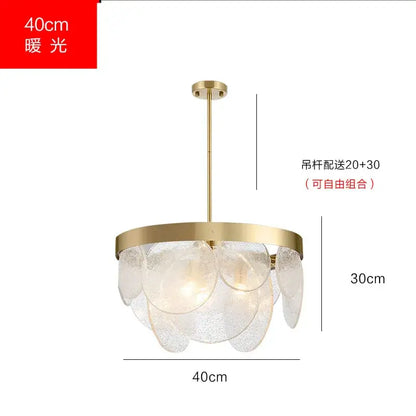 Luxury glass copper led pendant light for dining room