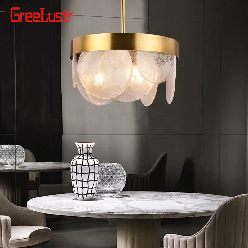 Luxury glass copper led pendant light for dining room