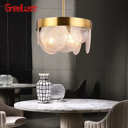 Luxury glass copper led pendant light for dining room