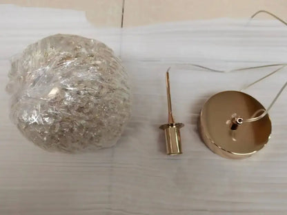 Luxury gold and amber crystal ball pendant light bedroom lighting