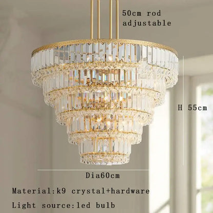 Luxury gold and amber crystal round pendant lights living room