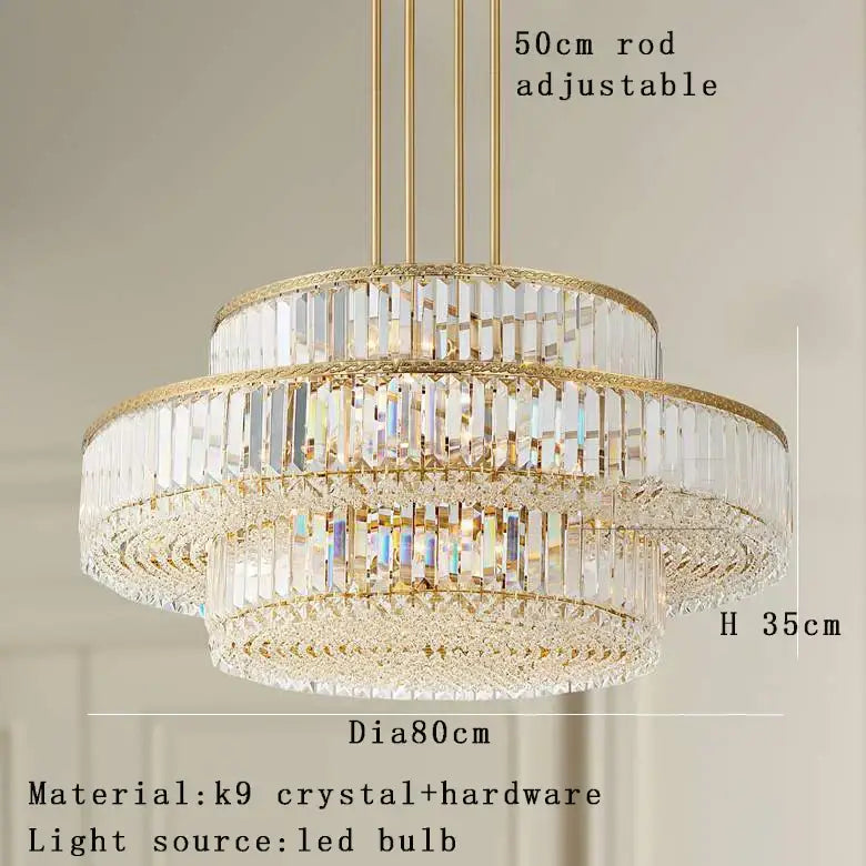 Luxury gold and amber crystal round pendant lights living room